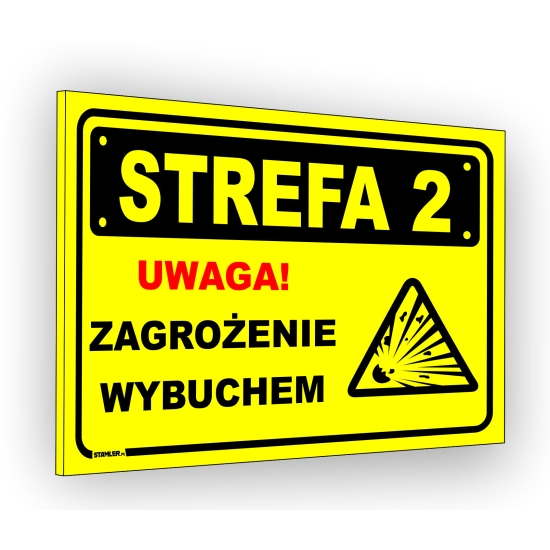 Tabliczka BHP budowlana, tabliczka PCV UWAGA Zagrożenie Wybuchem Strefa 2