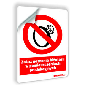 Zakaz noszenia biżuterii w pomieszczeniach produkcyjnych