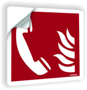 Telefon alarmowania pożarowego naklejka przeciwpożarowa