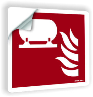 Stała instalacja gaśnicza naklejka przeciwpożarowa