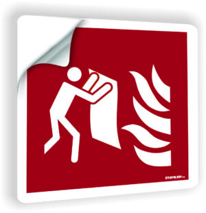 Koc gaśniczy naklejka przeciwpożarowa