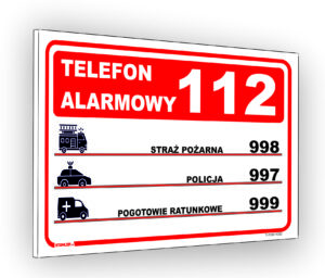 Tabliczka telefon alarmowy 112