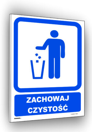 Tabliczka zachowaj czystość wyrzucaj śmieci do pojemnika